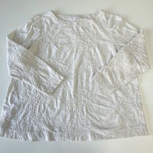 Pure Jill Women's 1X Cream Textured 3/4 Sleeve Knit Top Minimalist Stretch Relax